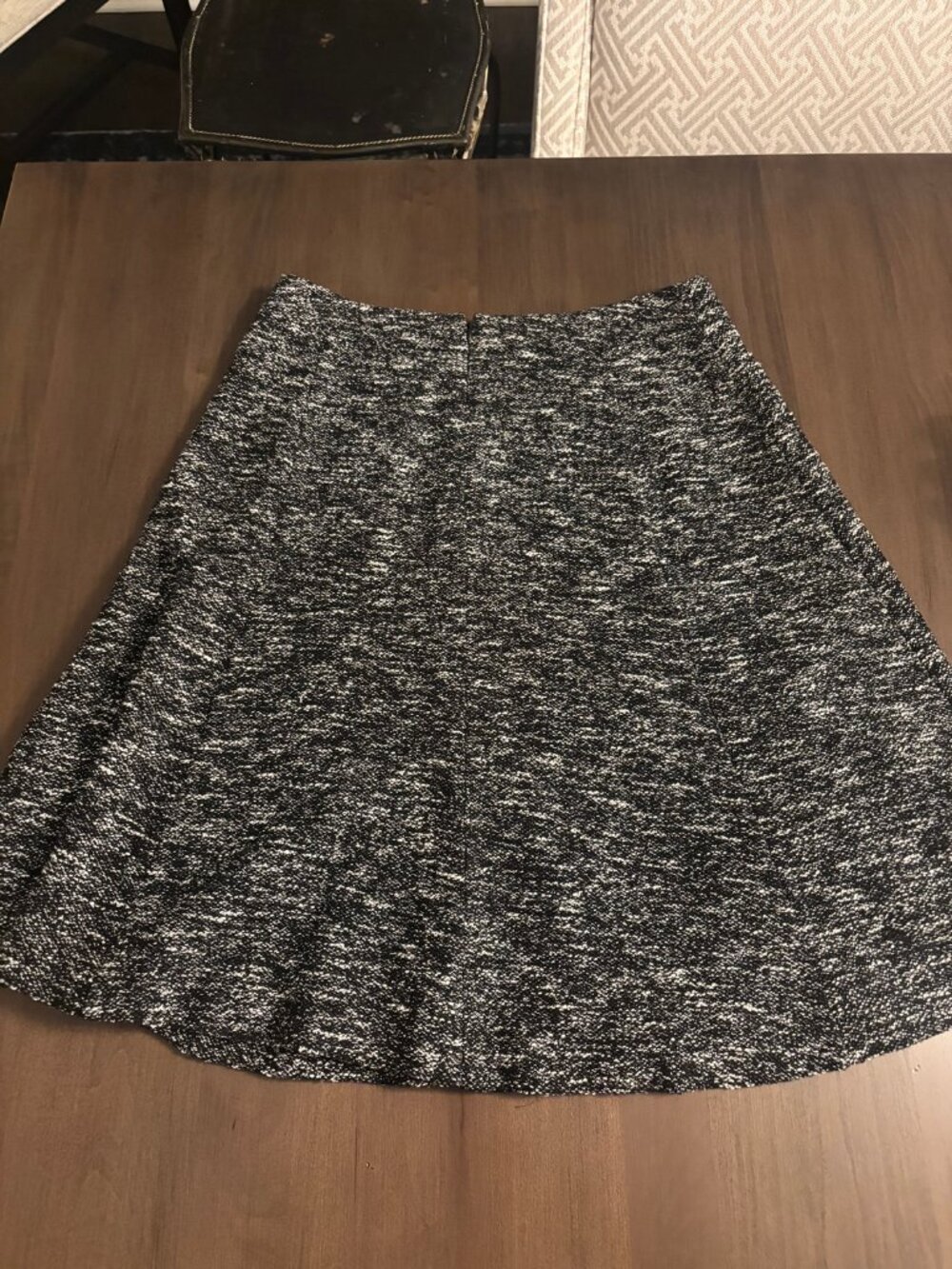 Talbots Black White Marled Tweed A-Line Skirt Size 8